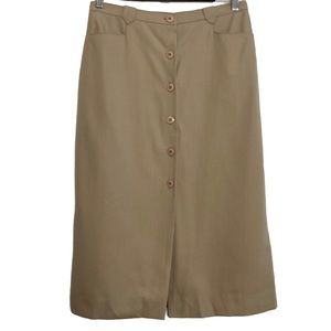 Vintage Skirt Womens Medium Beige Tan Wool Pockets A Line Knee Length